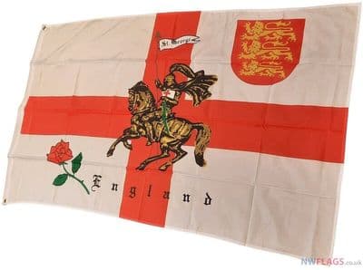 English Rose and Lion Flag - 5ft x 3ft | Standard Polyester
