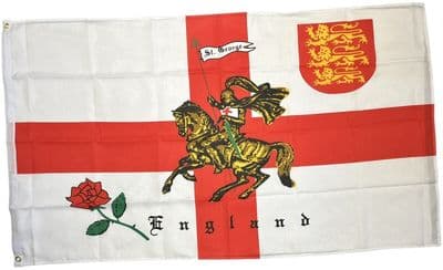 English Rose & Lion Flag - 5ft x 3ft | Heavy Knitted Polyester