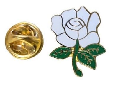 English Rose White Pin Badge