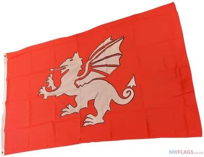 English White Dragon Pendragon Flag - 5ft x 3ft | Standard Polyester