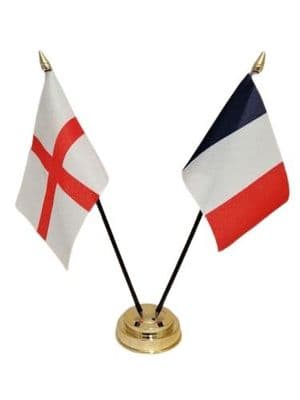 France with England Friendship Table Flag
