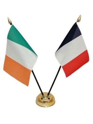 France with Ireland Friendship Table Flag