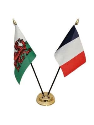 France with Wales Friendship Table Flag