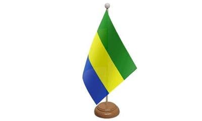 Gabon Wooden Table Flag