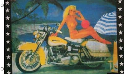 Girl with Motorcycle 5ft x 3ft Flag