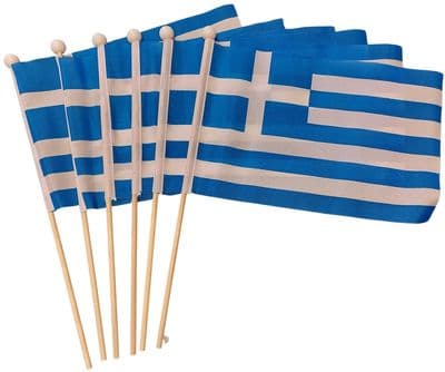 Greece Hand Flag - 6 Pack