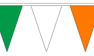 Green, White and Orange Triangle Bunting (20m) - 54 Flags
