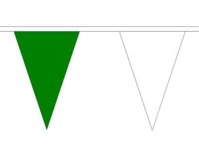 Green & White Bunting Triangle 5m - 12 Flags