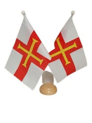 Guernsey Double Table Flag - Wood