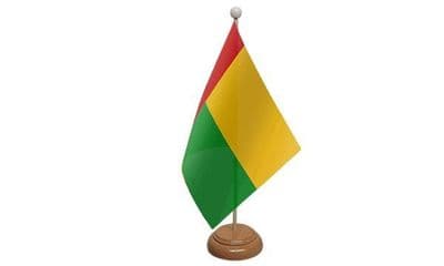 Guinea Bissau Table Flag - Wood