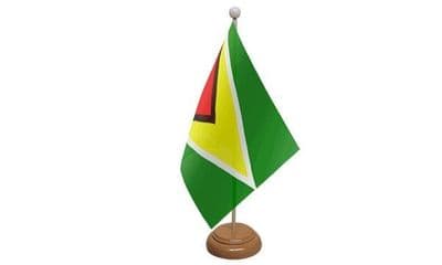 Guyana Table Flag - Wood