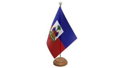 Haiti Table Flag - Wood