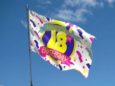 Happy 18th Birthday Design 2 - 5ft x 3ft Flag