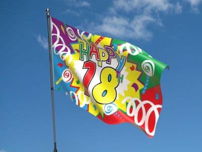 Happy 18th Birthday Flag 5ft x 3ft