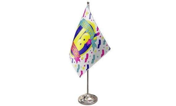 Happy 18th Birthday Table Flag | Buy Happy Birthday Satin Table Flag