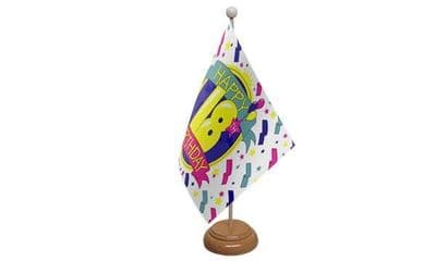 Happy 18th Birthday Wooden Table Flag