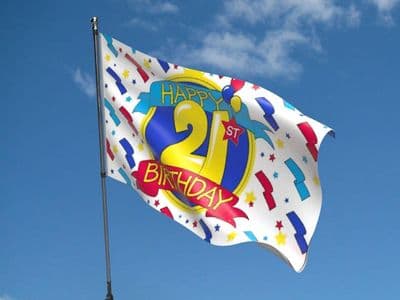 Happy 21st Birthday Design 2 - 5ft x 3ft Flag
