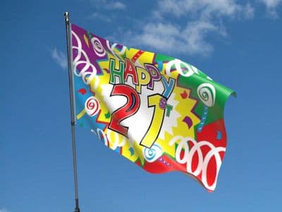 Happy 21st Birthday Flag 5ft x 3ft