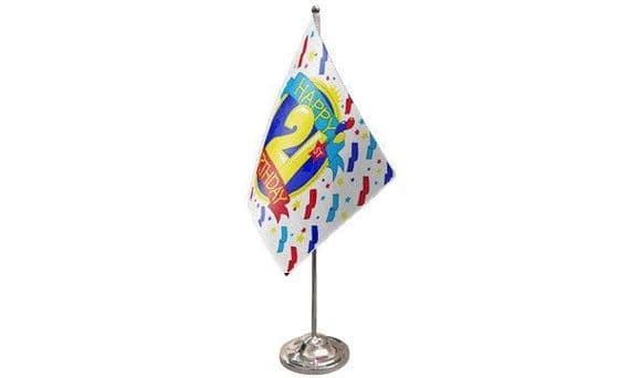 Happy 21st Birthday Table Flag | Buy Happy Birthday Satin Table Flag