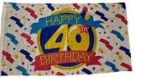 Happy 40th Birthday 2 Flag | Buy Happy 40th Birthday Flag | NWFlags