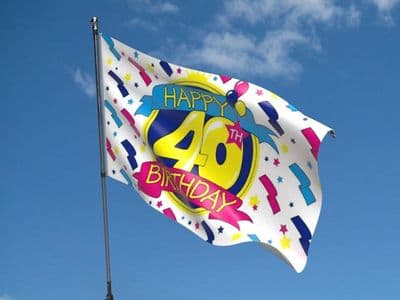 Happy 40th Birthday Design 2 - Flag 5ft x 3ft