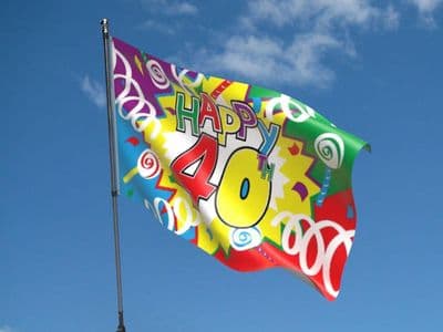 Happy 40th Birthday Flag 5ft x 3ft