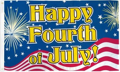 Happy 4th Of July Flag - 5ft x 3ft | Standard Polyester
