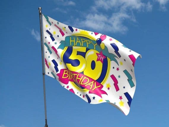 Happy 50th Birthday 2 Flag | Buy Happy 50th Birthday Flag | NWFlags