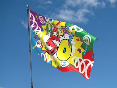 Happy 50th Birthday Flag 5ft x 3ft