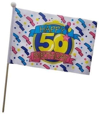 Happy 50th Birthday Hand Flag