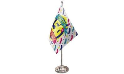 Happy 50th Birthday Satin Table Flag