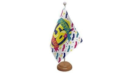Happy 50th Birthday Table Flag - Wood