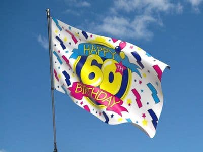 Happy 60th Birthday Design 2 - 5ft x 3ft Flag