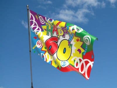 Happy 60th Birthday Flag 5ft x 3ft