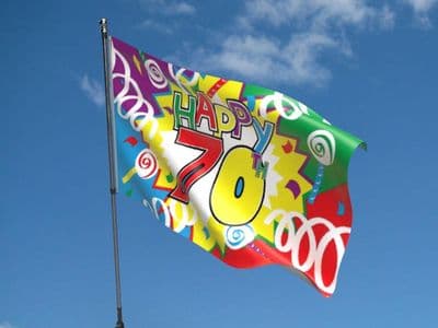 Happy 70th Birthday Flag 5ft x 3ft