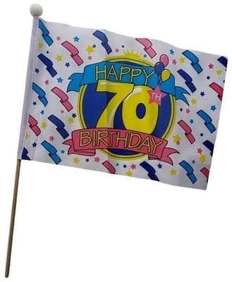 Happy 70th Birthday Hand Flag