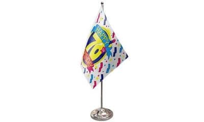 Happy 70th Birthday Table Flag - Satin