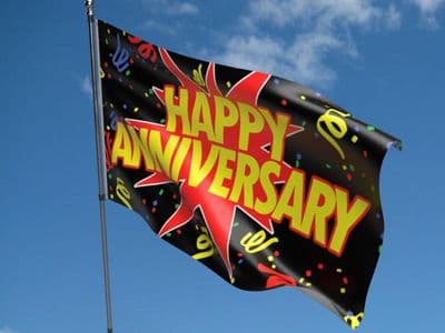 Happy Anniversary Black Flag 5ft x 3ft