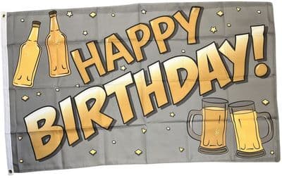 Happy Birthday Beer Flag 5ft x 3ft