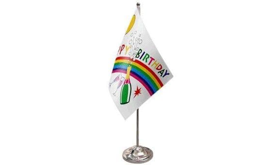 Happy Birthday Bottle Satin Table Flag | NWFlags