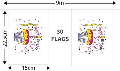 Happy Birthday Cake Bunting 9m
