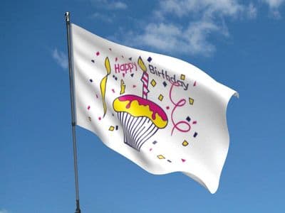 Happy Birthday Cake Flag 5ft x 3ft