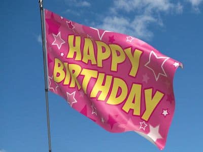 Happy Birthday Pink Flag 5ft x 3ft
