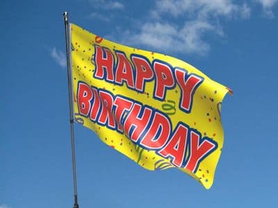 Happy Birthday Yellow 5ft x 3ft Flag