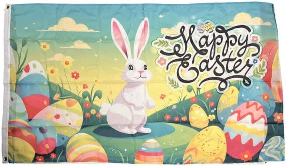 Happy Easter Bunny & Eggs 5ft x 3ft Flag | NWFlags