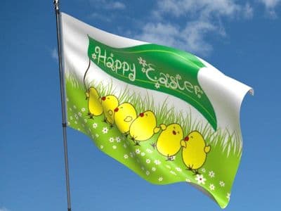 Happy Easter Chicks Flag 5ft x 3ft