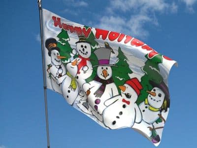 Happy Holidays Snowmen Flag 5ft x 3ft