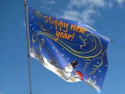 Happy New Year Snowman Flag 5ft x 3ft