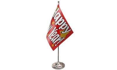 Happy New Year Table Flag - Satin