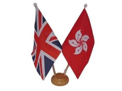 Hong Kong Friendship Table Flag - Wood